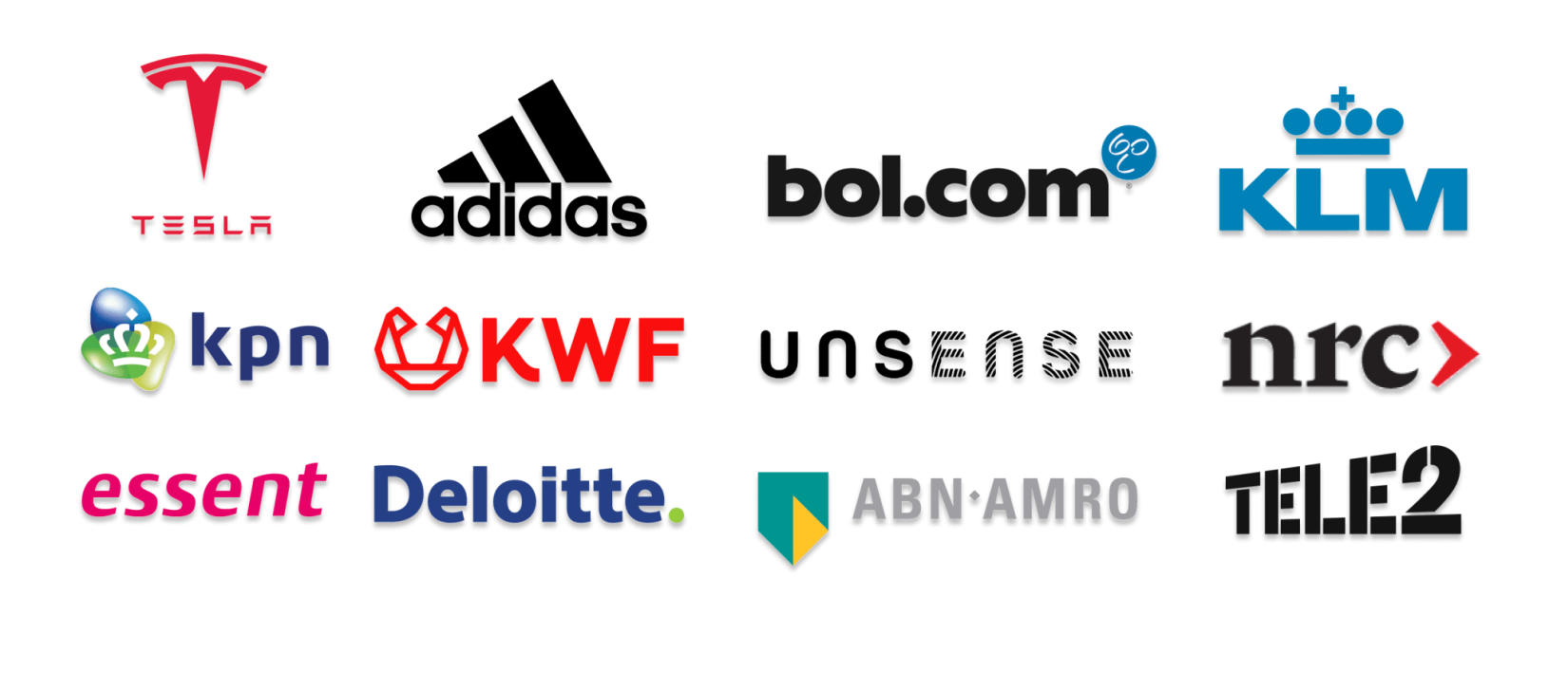 Neurofied clients cases: Tesla, Adidas, Bol, KLM, KPN, KWF, UNSense, NRC, Essent, Deloitte, ABN AMRO, Tele2
